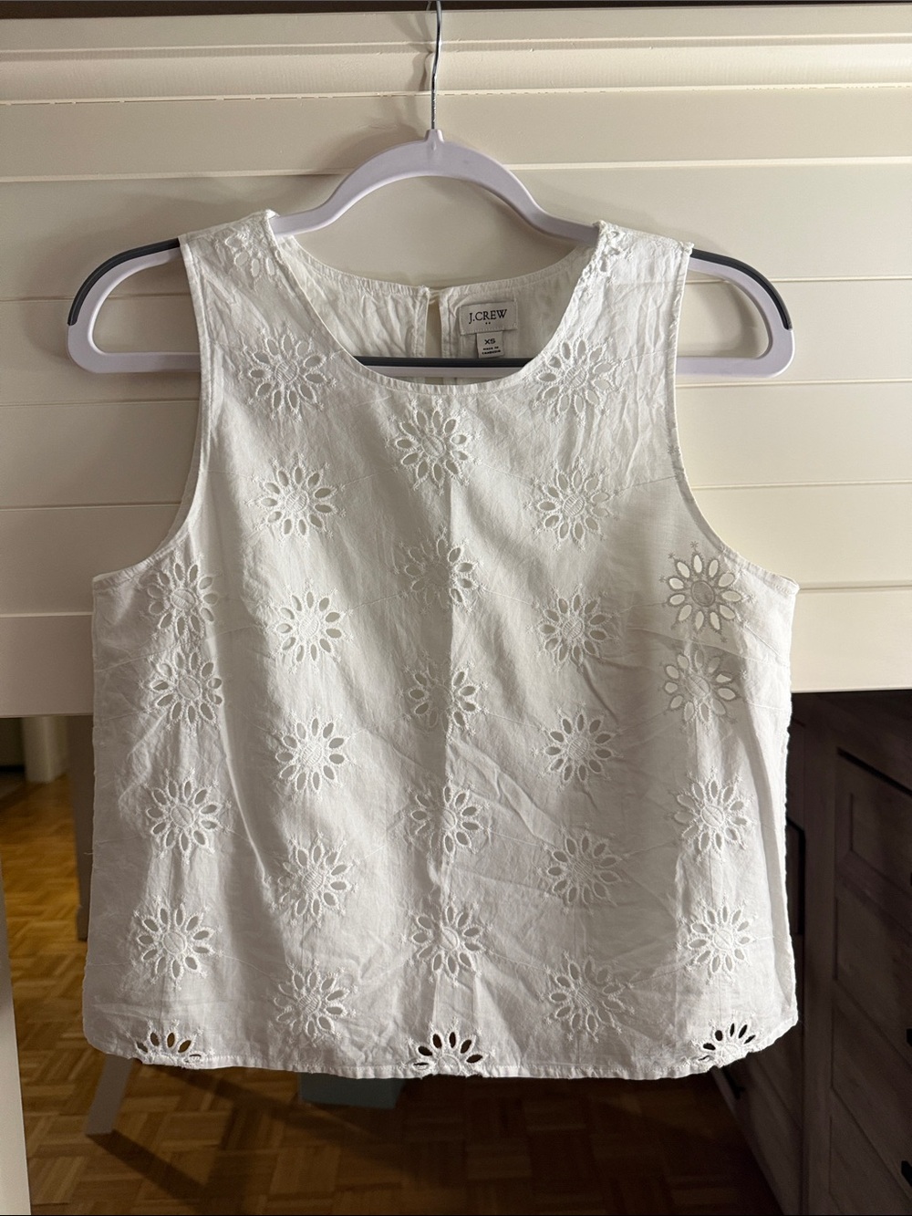 J. Crew White Eyelet Cotton Shell Tank